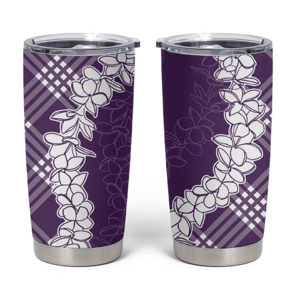 Hawaii Aloha Plumeria Lei Violet Palaka Tumbler Cup - Polynesian Pride