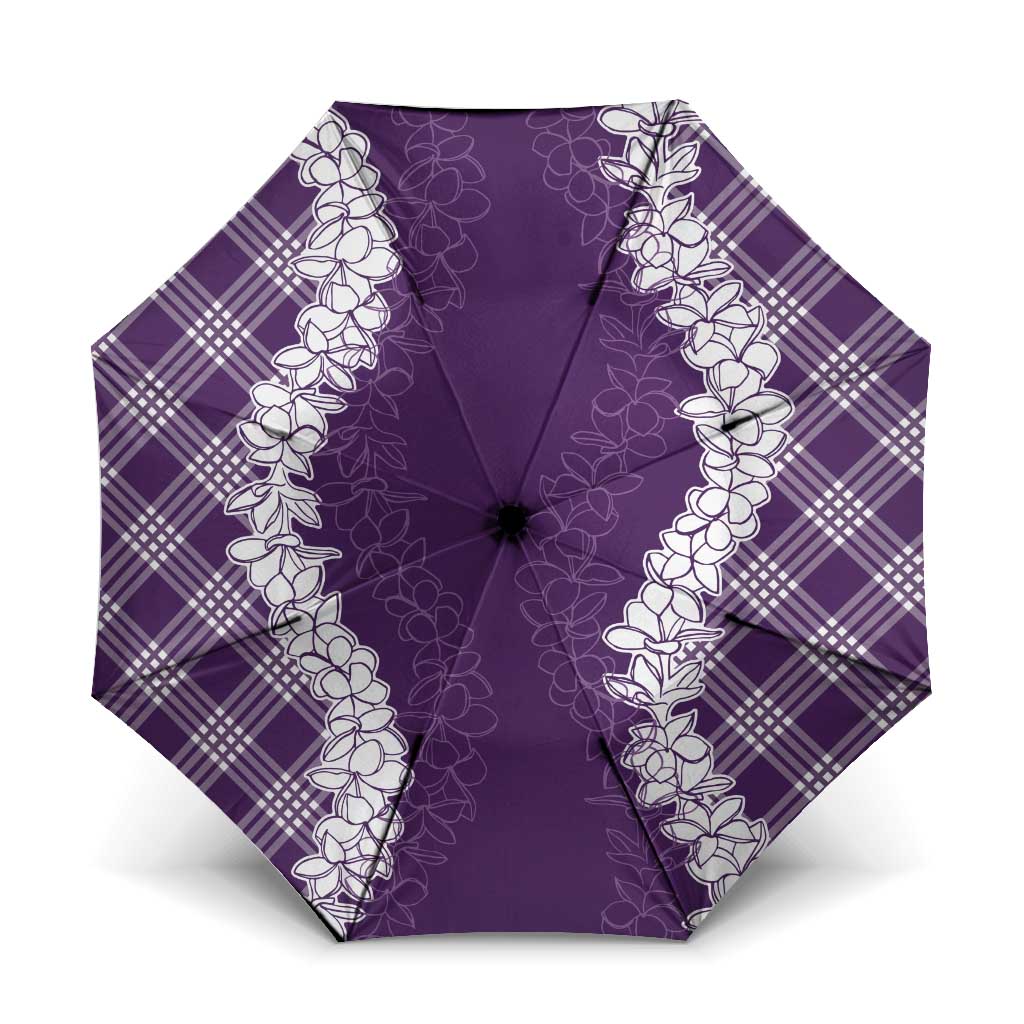 Hawaii Aloha Plumeria Lei Violet Palaka Umbrella - Polynesian Pride