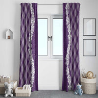 Hawaii Aloha Plumeria Lei Violet Palaka Window Curtain - Polynesian Pride