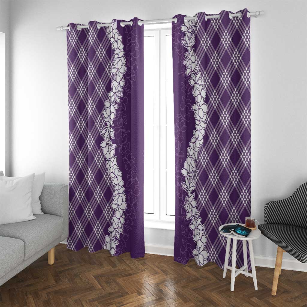 Hawaii Aloha Plumeria Lei Violet Palaka Window Curtain - Polynesian Pride