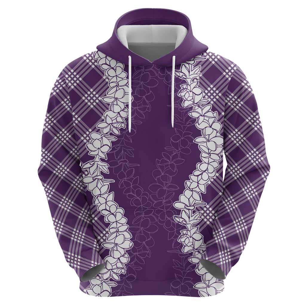 Hawaii Aloha Plumeria Lei Violet Palaka Zip Hoodie - Polynesian Pride
