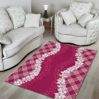 Hawaii Aloha Plumeria Lei Fuschia Palaka Area Rug - Polynesian Pride
