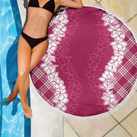 Hawaii Aloha Plumeria Lei Fuschia Palaka Beach Blanket - Polynesian Pride