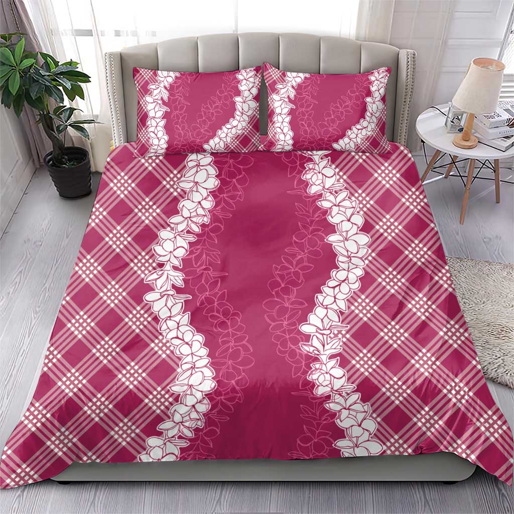 Hawaii Aloha Plumeria Lei Fuschia Palaka Bedding Set - Polynesian Pride