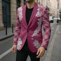 Hawaii Aloha Plumeria Lei Fuschia Palaka Blazer - Polynesian Pride