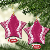 Hawaii Aloha Plumeria Lei Fuschia Palaka Ceramic Ornament - Polynesian Pride