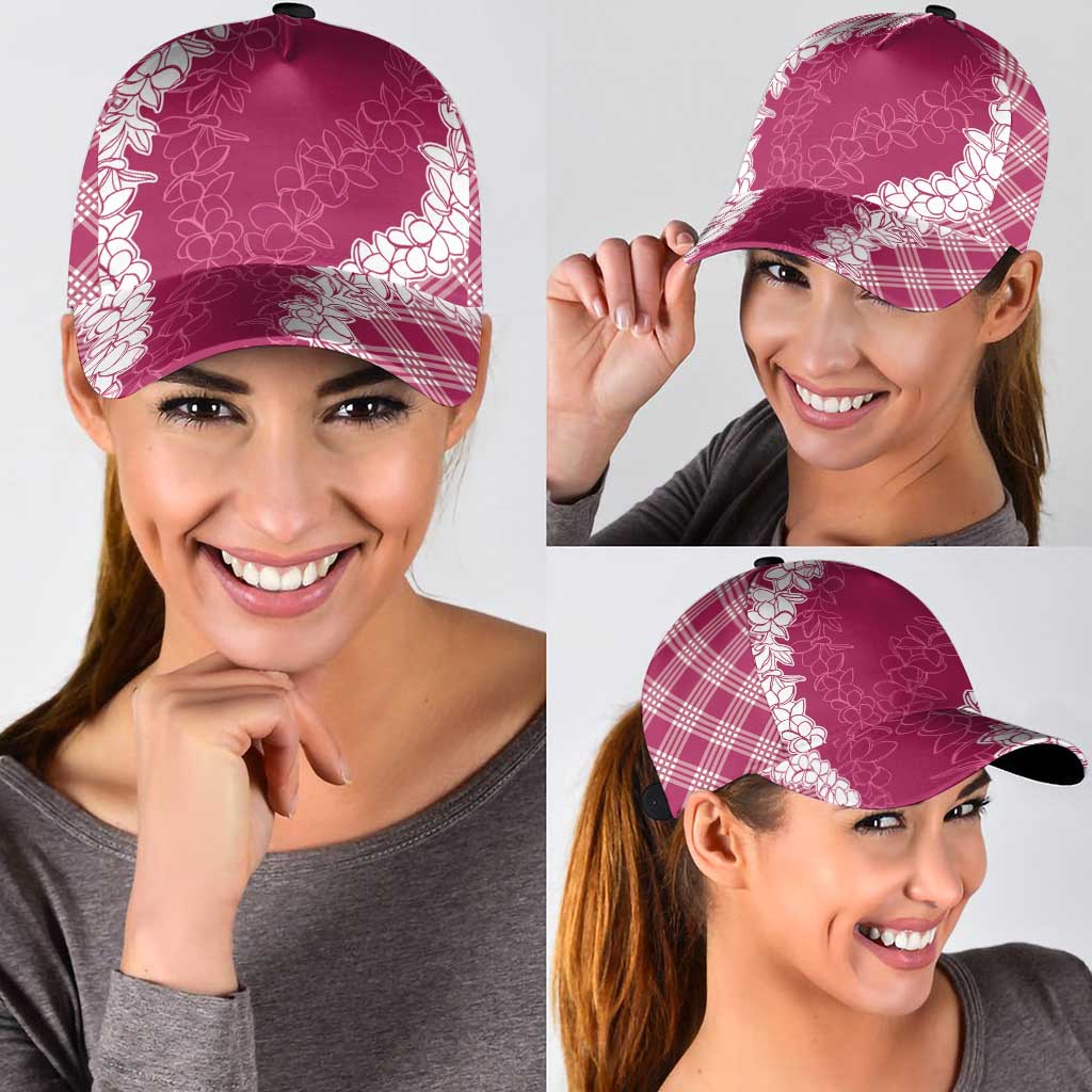 Hawaii Aloha Plumeria Lei Fuschia Palaka Classic Cap - Polynesian Pride