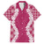 Hawaii Aloha Plumeria Lei Fuschia Palaka Family Matching Off Shoulder Maxi Dress and Hawaiian Shirt - Polynesian Pride