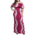 Hawaii Aloha Plumeria Lei Fuschia Palaka Family Matching Off Shoulder Maxi Dress and Hawaiian Shirt - Polynesian Pride