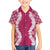 Hawaii Aloha Plumeria Lei Fuschia Palaka Family Matching Off Shoulder Maxi Dress and Hawaiian Shirt - Polynesian Pride