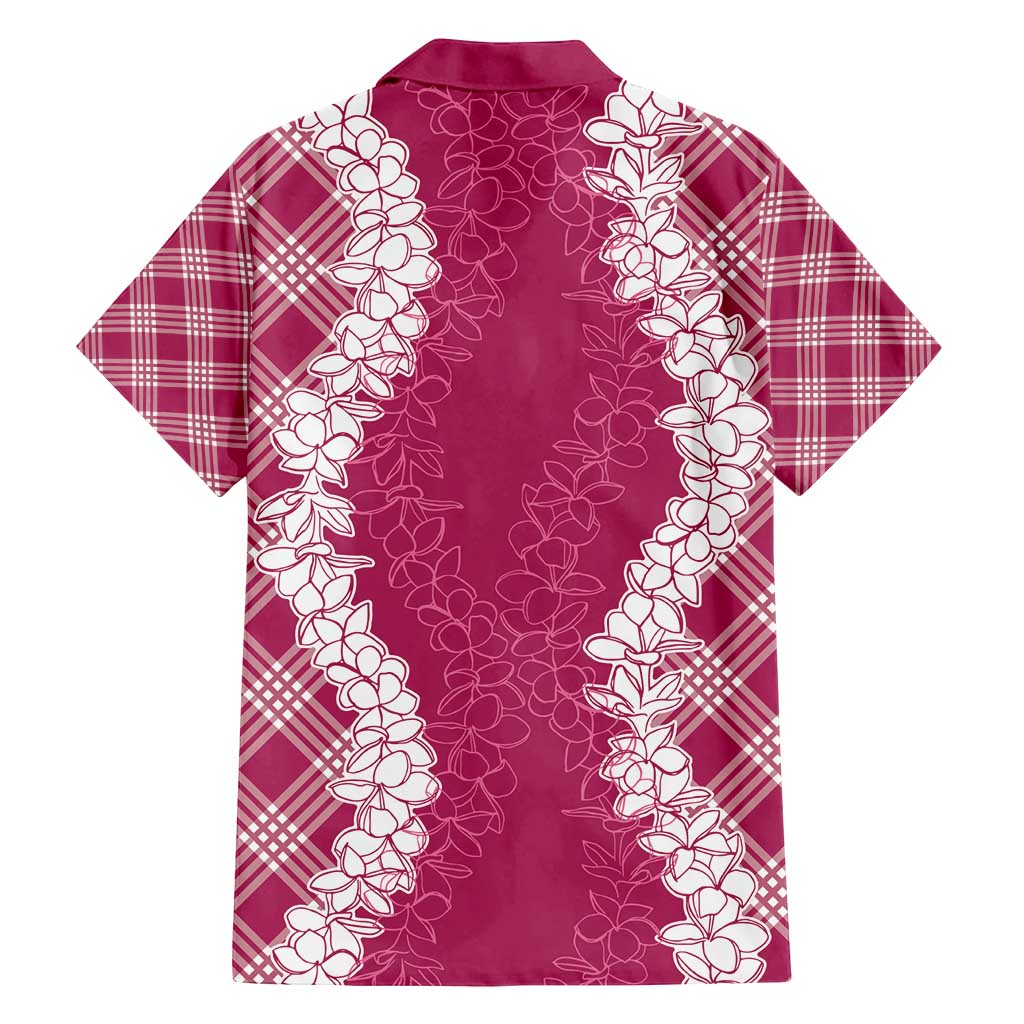 Hawaii Aloha Plumeria Lei Fuschia Palaka Family Matching Tank Maxi Dress and Hawaiian Shirt - Polynesian Pride