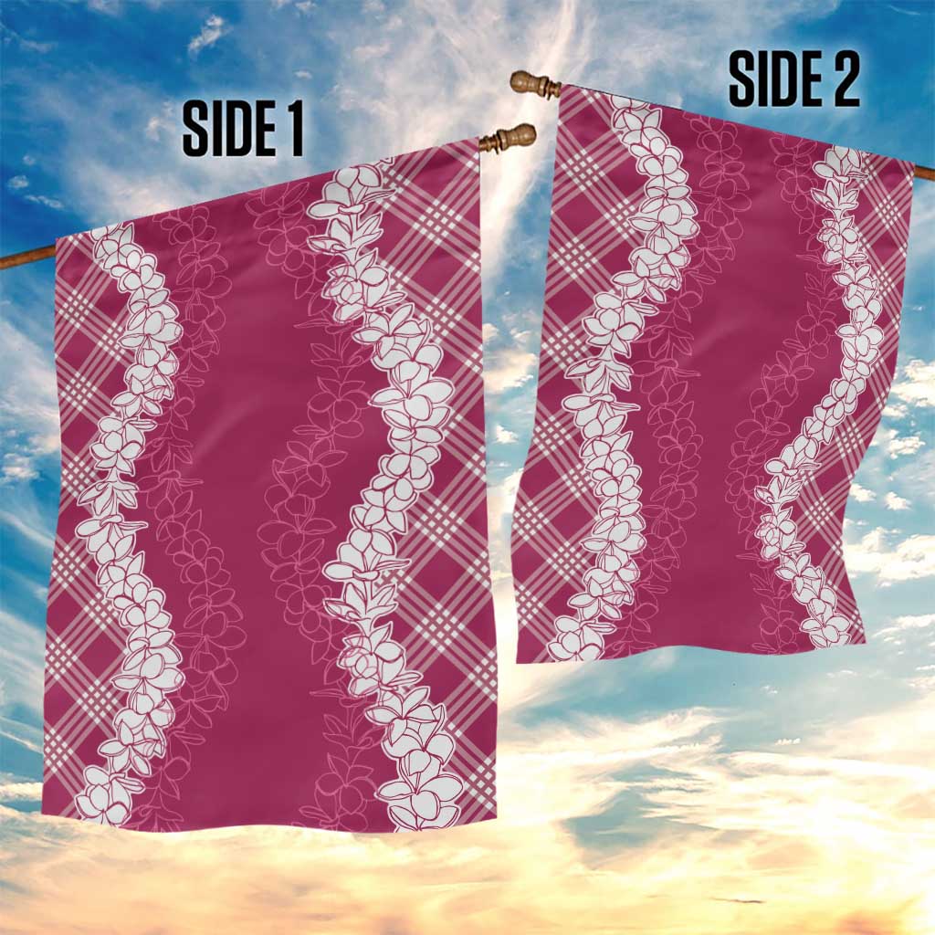 Hawaii Aloha Plumeria Lei Fuschia Palaka Garden Flag - Polynesian Pride