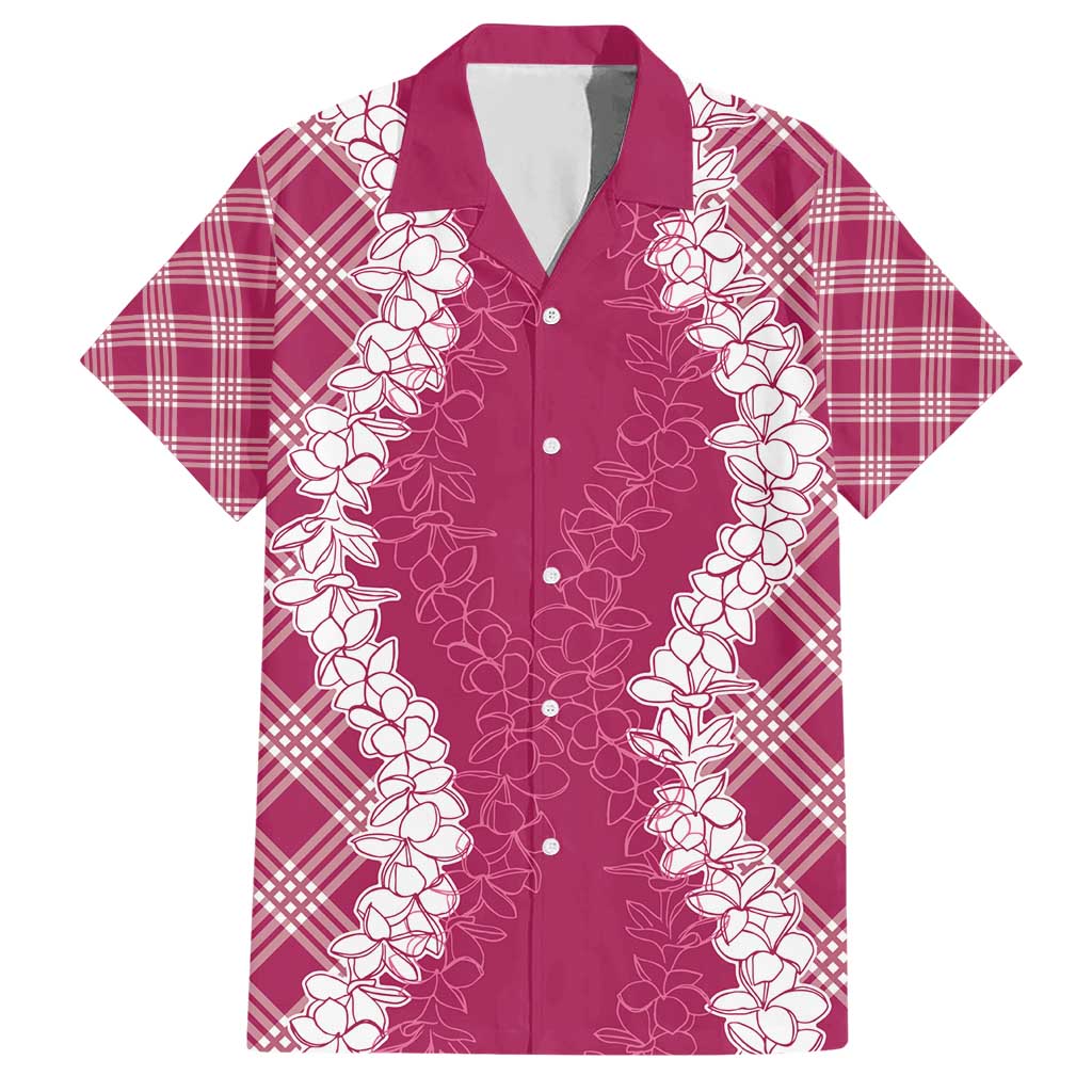 Hawaii Aloha Plumeria Lei Fuschia Palaka Hawaiian Shirt - Polynesian Pride