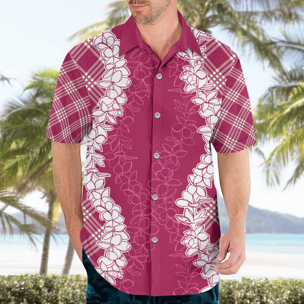Hawaii Aloha Plumeria Lei Fuschia Palaka Hawaiian Shirt - Polynesian Pride