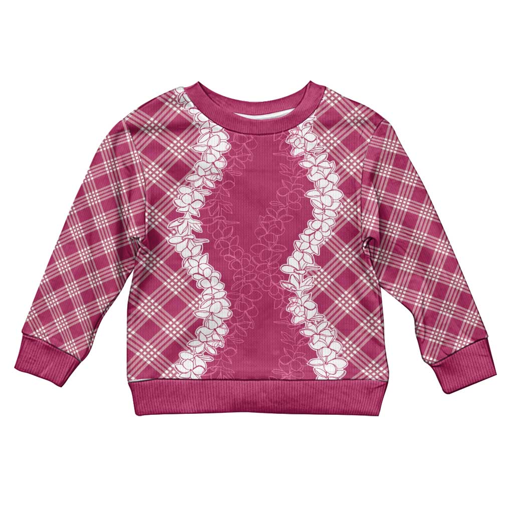 Hawaii Aloha Plumeria Lei Fuschia Palaka Kid Ugly Christmas Sweater - Polynesian Pride