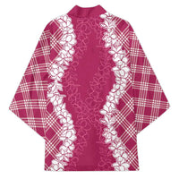 Hawaii Aloha Plumeria Lei Fuschia Palaka Kimono - Polynesian Pride