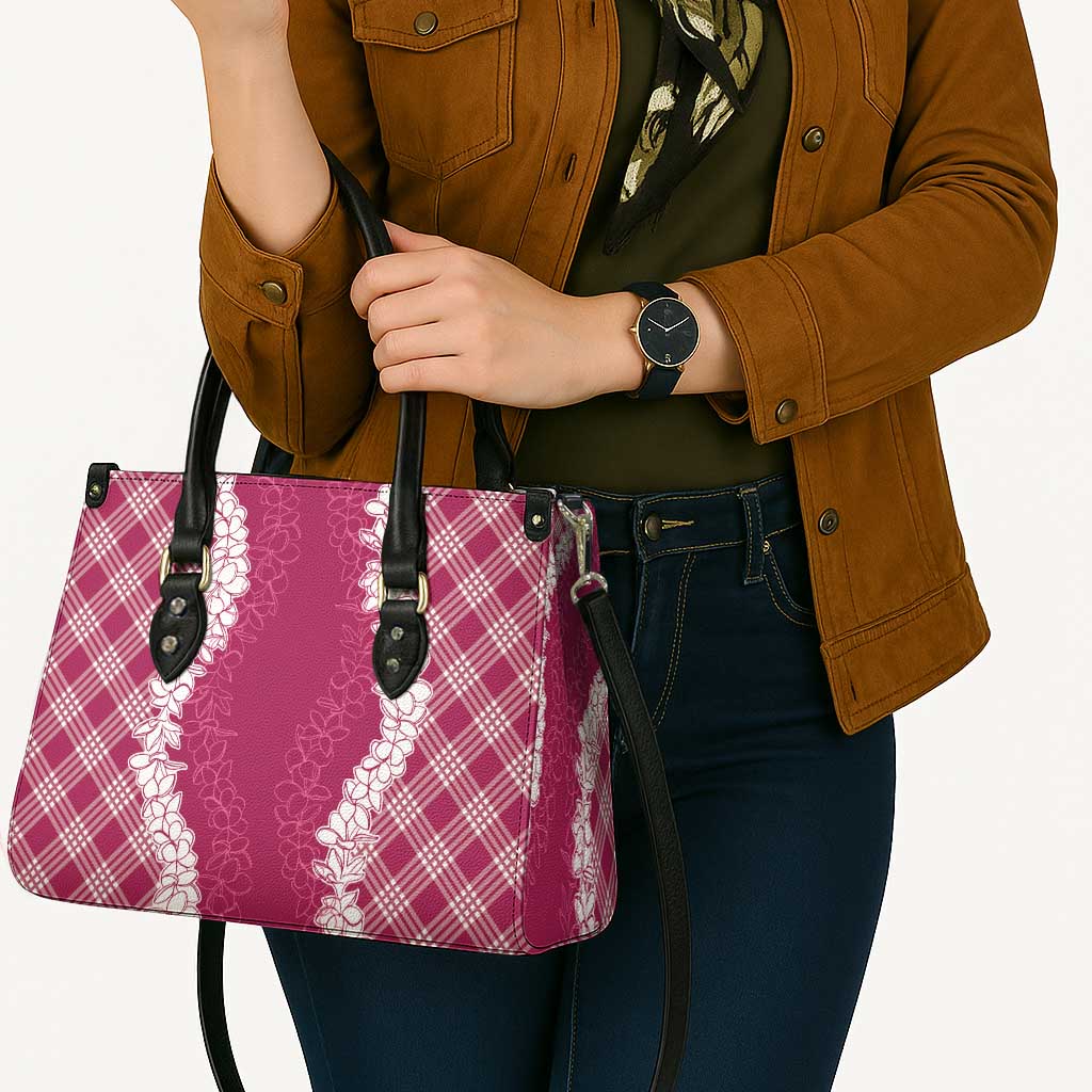 Hawaii Aloha Plumeria Lei Fuschia Palaka Leather Bag - Polynesian Pride