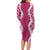 Hawaii Aloha Plumeria Lei Fuschia Palaka Long Sleeve Bodycon Dress - Polynesian Pride