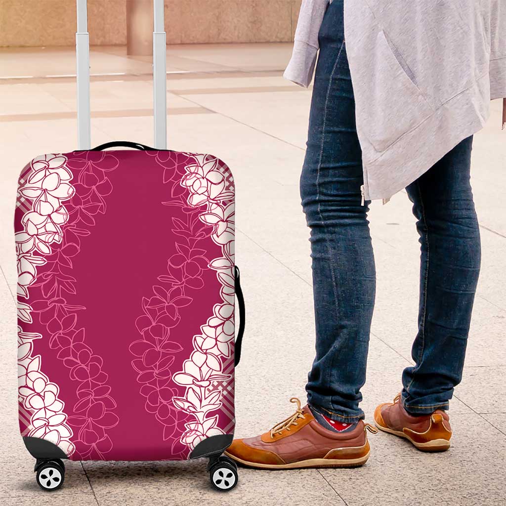 Hawaii Aloha Plumeria Lei Fuschia Palaka Luggage Cover - Polynesian Pride