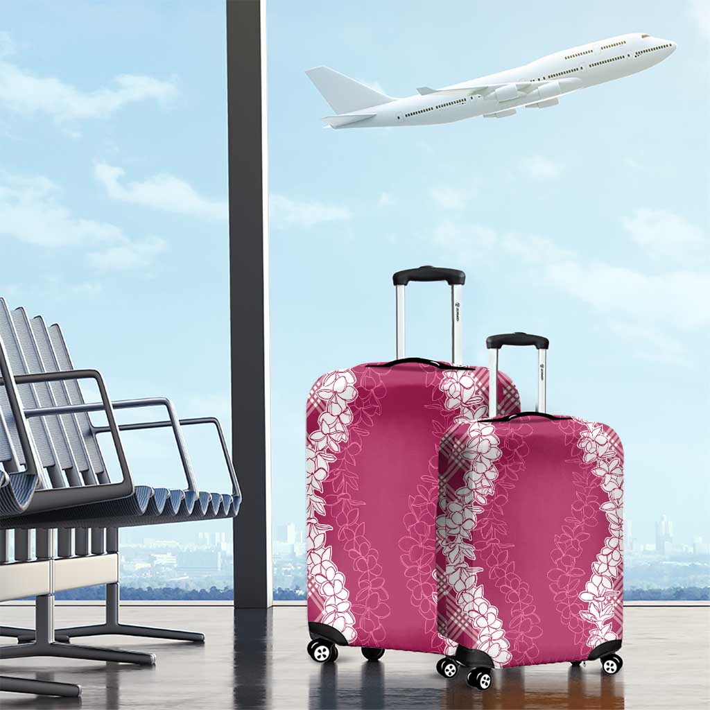 Hawaii Aloha Plumeria Lei Fuschia Palaka Luggage Cover - Polynesian Pride