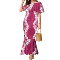Hawaii Aloha Plumeria Lei Fuschia Palaka Mermaid Dress LT7 Women Fuschia - Polynesian Pride