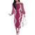 Hawaii Aloha Plumeria Lei Fuschia Palaka Off The Shoulder Long Sleeve Dress - Polynesian Pride