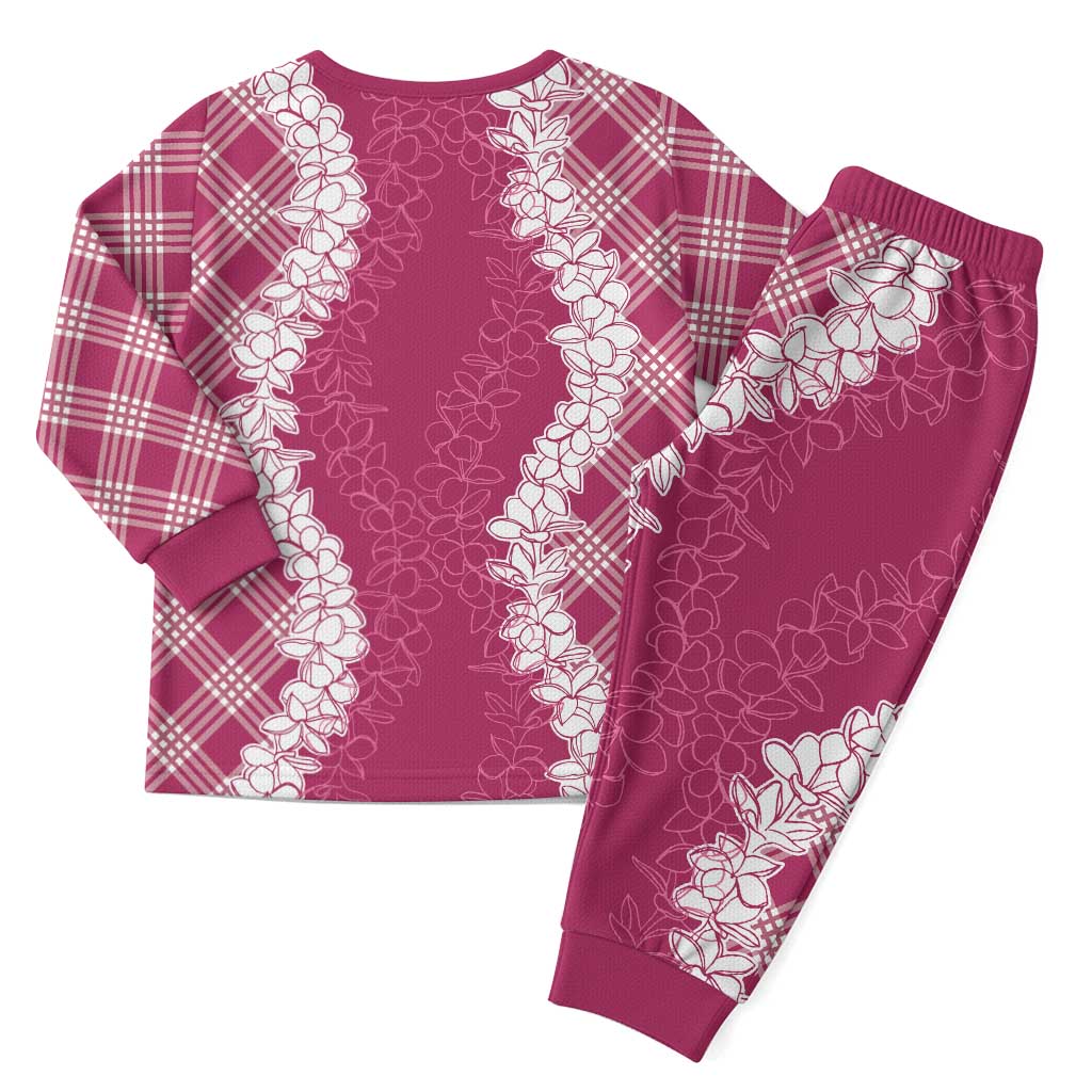 Hawaii Aloha Plumeria Lei Fuschia Palaka Christmas Pajama Set - Polynesian Pride