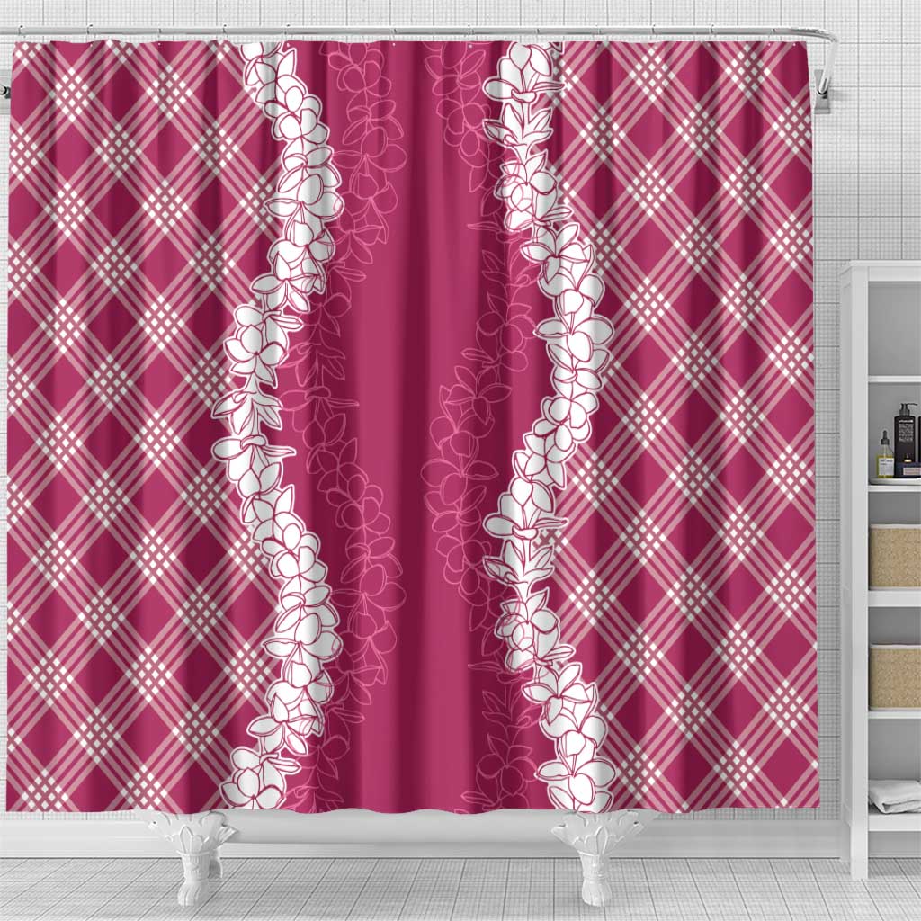Hawaii Aloha Plumeria Lei Fuschia Palaka Shower Curtain - Polynesian Pride