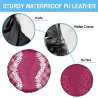 Hawaii Aloha Plumeria Lei Fuschia Palaka Spare Tire Cover - Polynesian Pride