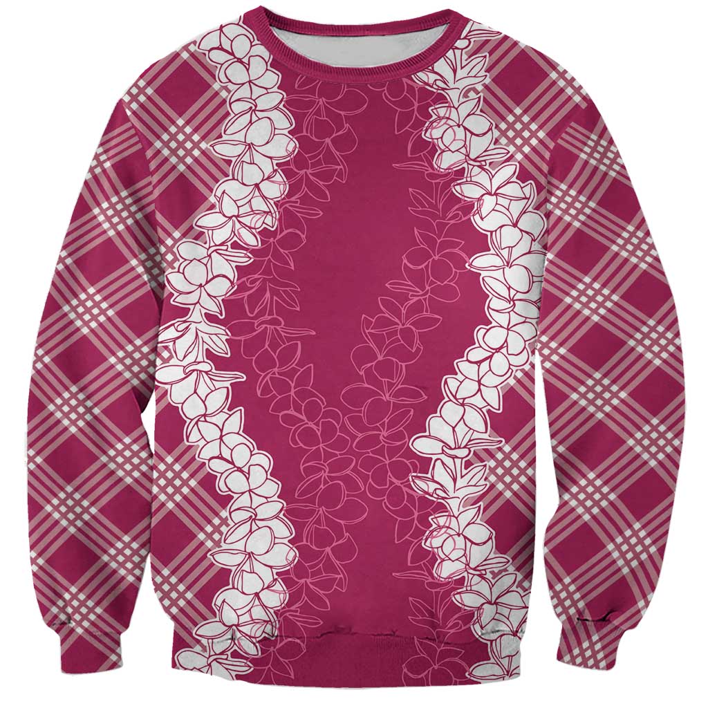 Hawaii Aloha Plumeria Lei Fuschia Palaka Sweatshirt - Polynesian Pride