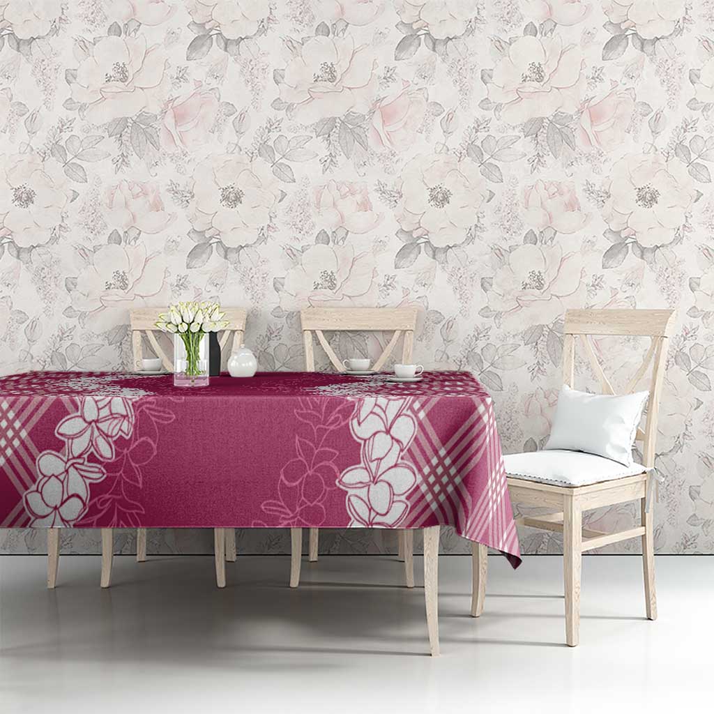 Hawaii Aloha Plumeria Lei Fuschia Palaka Tablecloth - Polynesian Pride