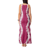 Hawaii Aloha Plumeria Lei Fuschia Palaka Tank Maxi Dress - Polynesian Pride