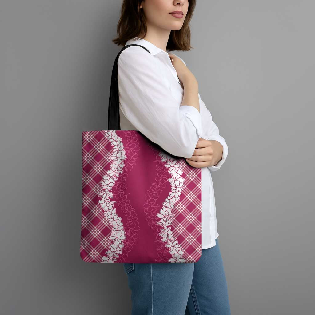 Hawaii Aloha Plumeria Lei Fuschia Palaka Tote Bag - Polynesian Pride
