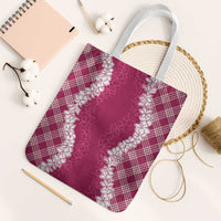 Hawaii Aloha Plumeria Lei Fuschia Palaka Tote Bag - Polynesian Pride