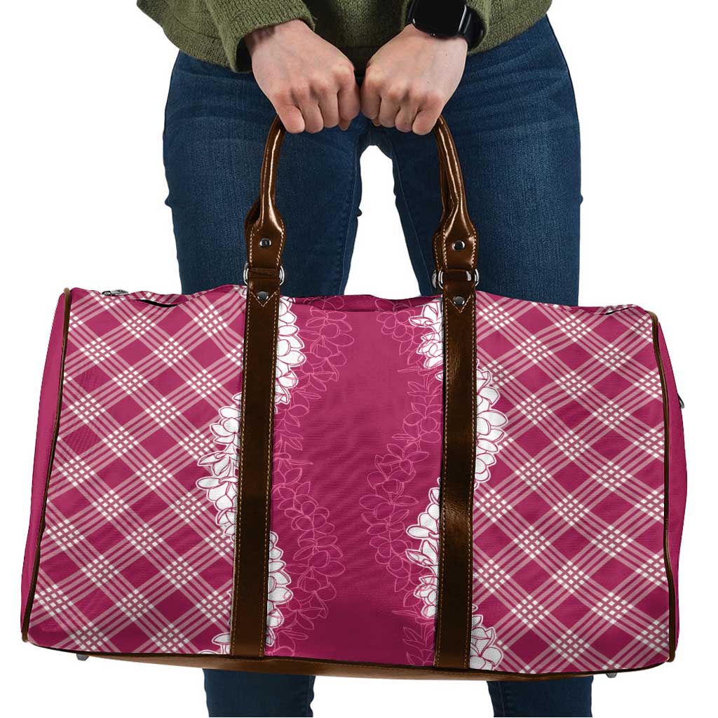 Hawaii Aloha Plumeria Lei Fuschia Palaka Travel Bag - Polynesian Pride