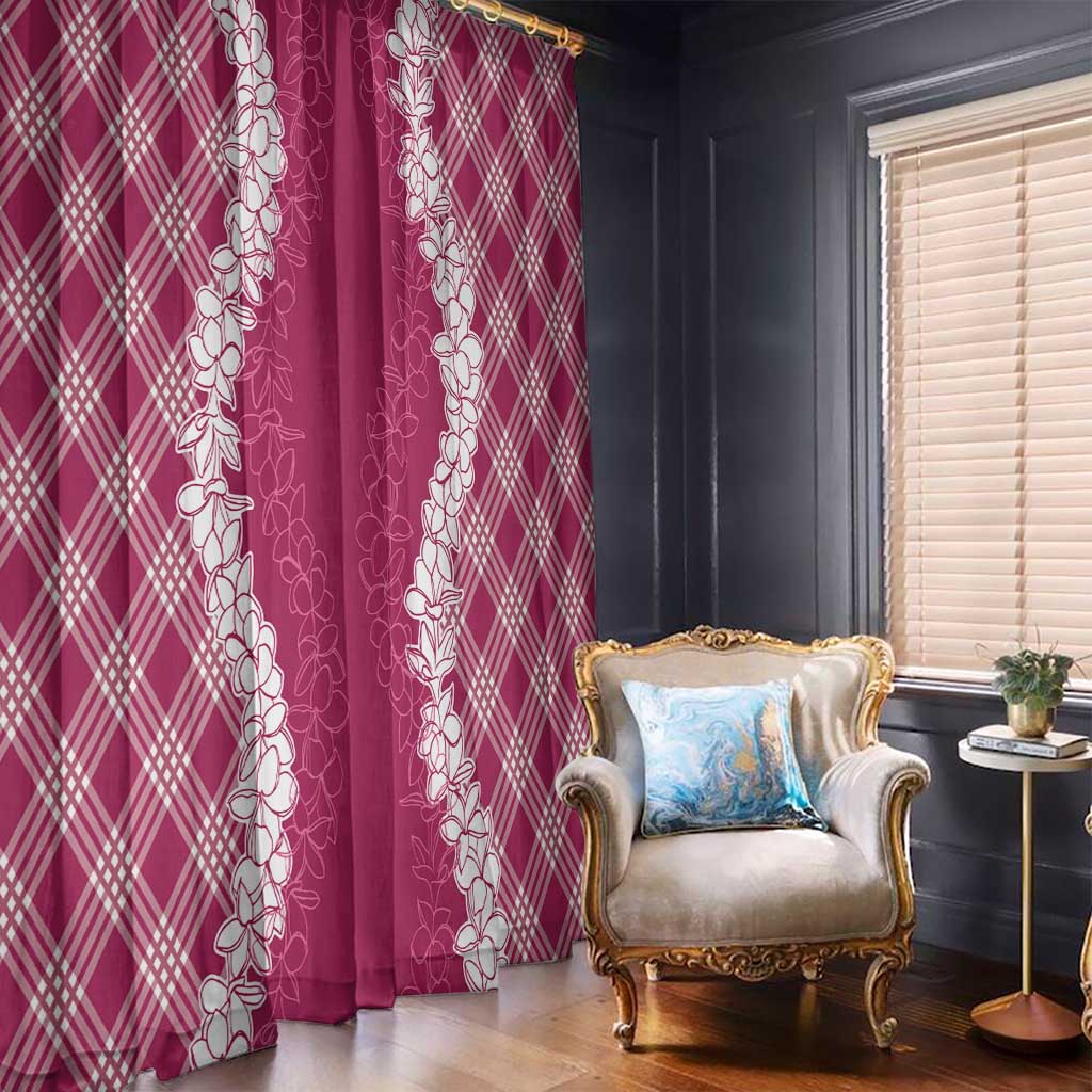 Hawaii Aloha Plumeria Lei Fuschia Palaka Window Curtain - Polynesian Pride