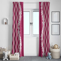 Hawaii Aloha Plumeria Lei Fuschia Palaka Window Curtain - Polynesian Pride