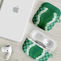 Hawaii Aloha Plumeria Lei Green Palaka AirPods Case - Polynesian Pride