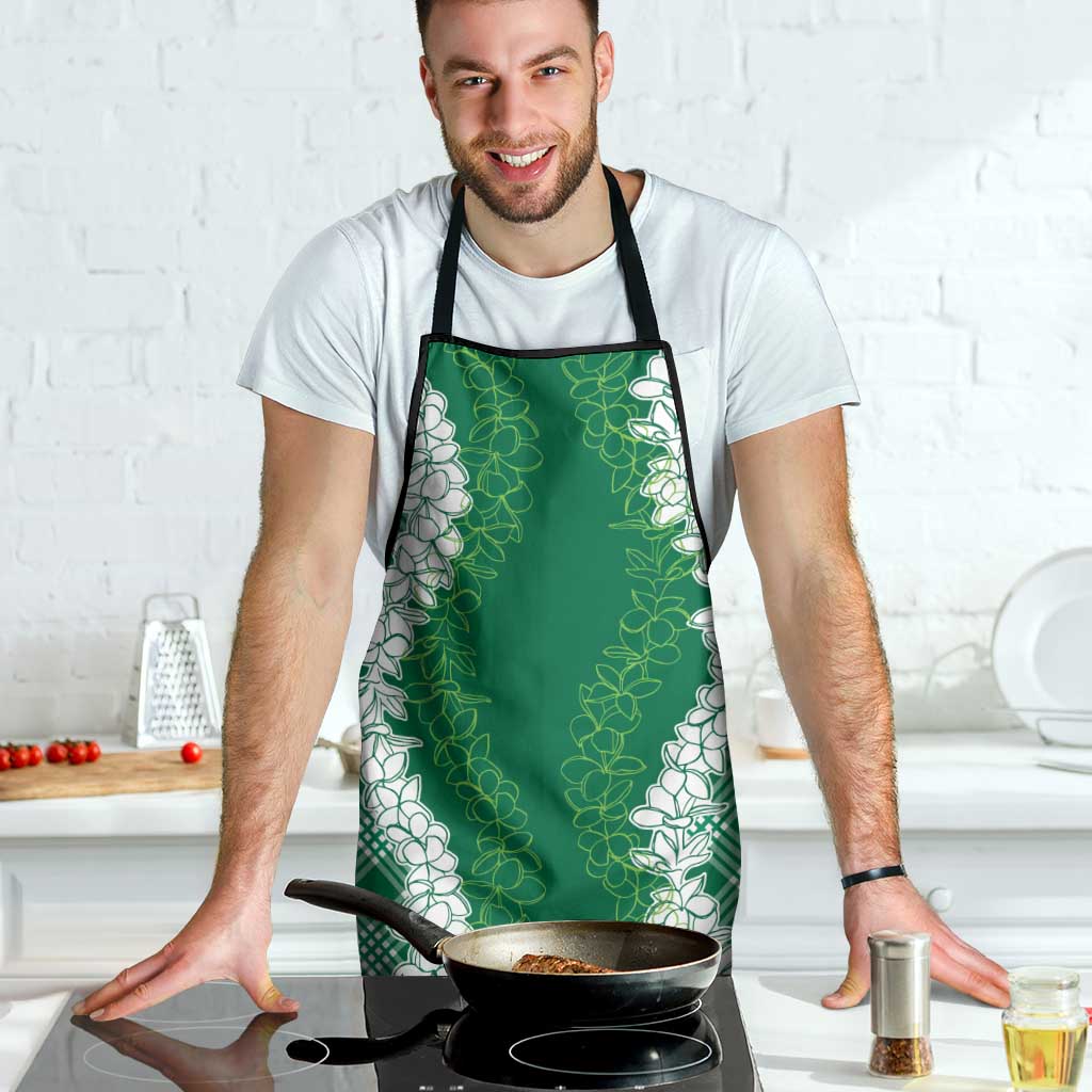 Hawaii Aloha Plumeria Lei Green Palaka Apron - Polynesian Pride