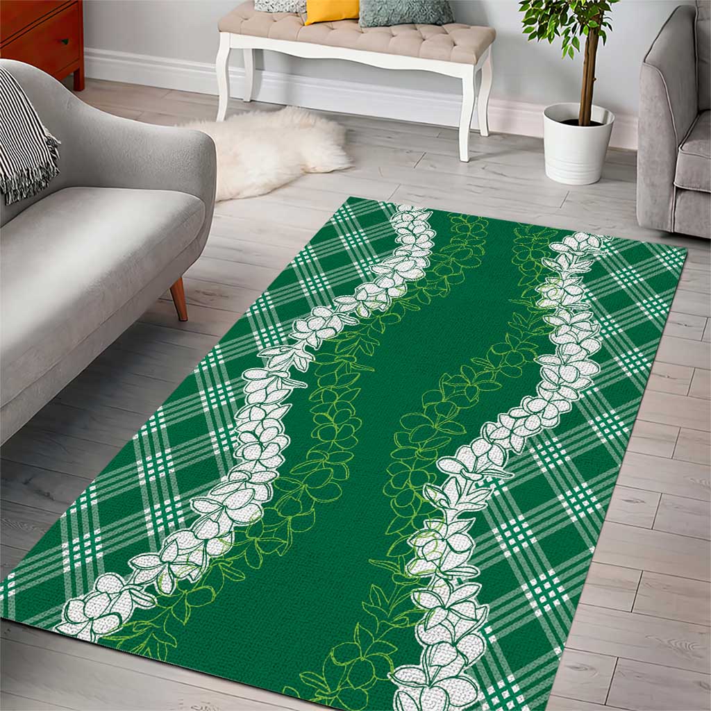 Hawaii Aloha Plumeria Lei Green Palaka Area Rug - Polynesian Pride