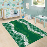 Hawaii Aloha Plumeria Lei Green Palaka Area Rug - Polynesian Pride
