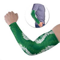 Hawaii Aloha Plumeria Lei Green Palaka Arm Sleeves - Polynesian Pride