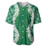 Hawaii Aloha Plumeria Lei Green Palaka Baseball Jersey LT7 Green - Polynesian Pride