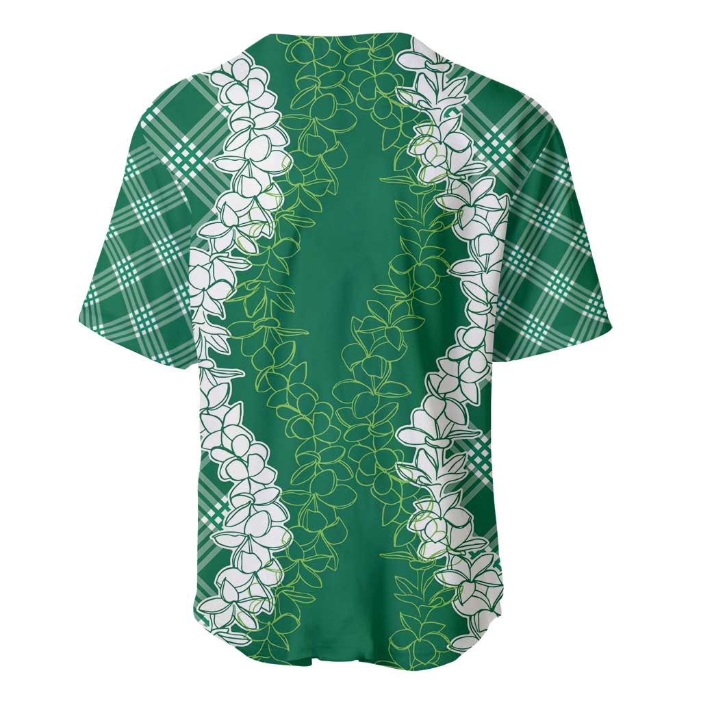 Hawaii Aloha Plumeria Lei Green Palaka Baseball Jersey LT7 - Polynesian Pride
