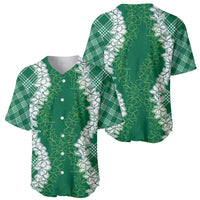 Hawaii Aloha Plumeria Lei Green Palaka Baseball Jersey LT7 - Polynesian Pride