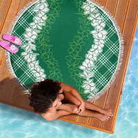 Hawaii Aloha Plumeria Lei Green Palaka Beach Blanket - Polynesian Pride