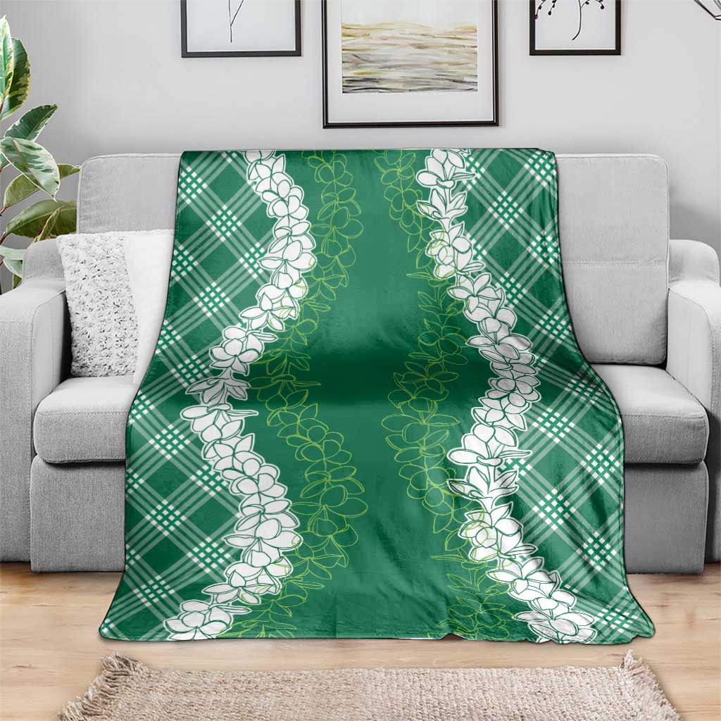 Hawaii Aloha Plumeria Lei Green Palaka Blanket LT7 - Polynesian Pride