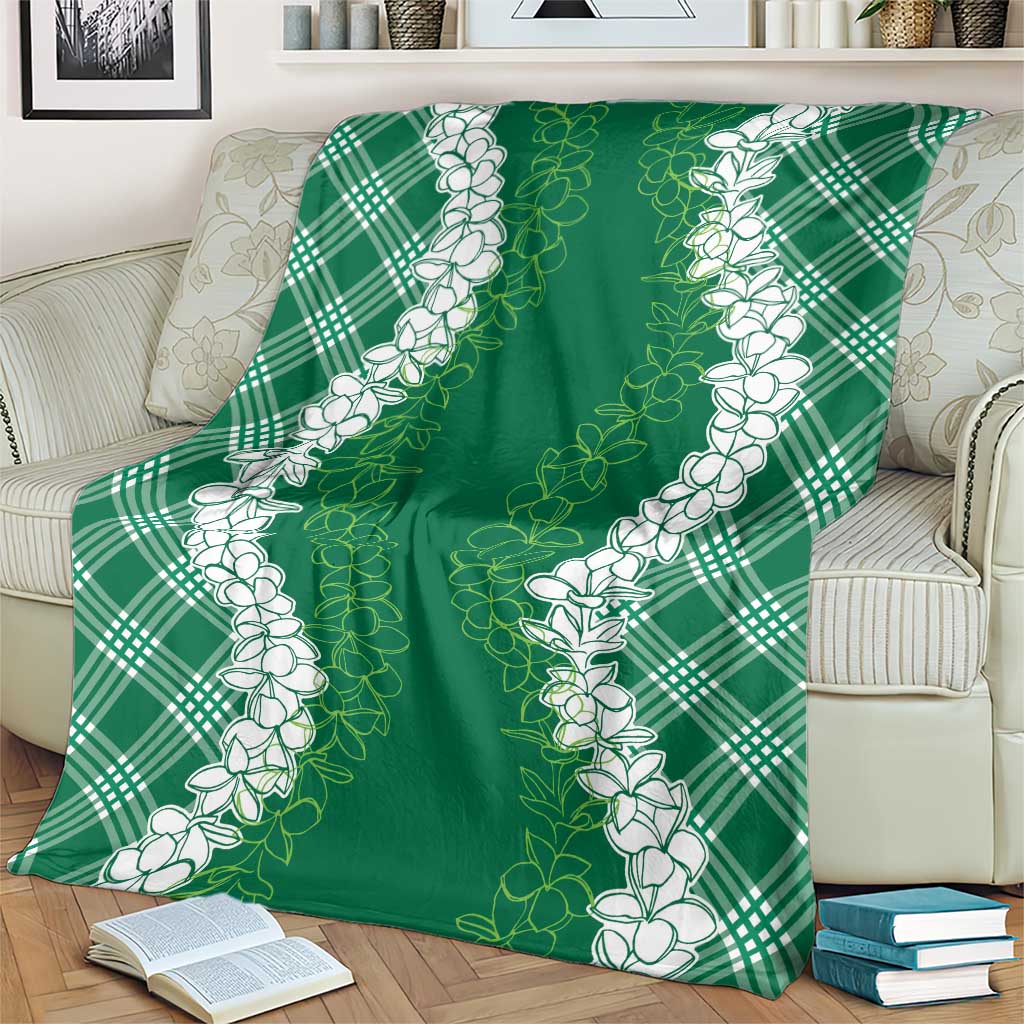 Hawaii Aloha Plumeria Lei Green Palaka Blanket LT7 - Polynesian Pride