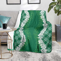 Hawaii Aloha Plumeria Lei Green Palaka Blanket LT7 - Polynesian Pride