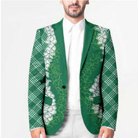 Hawaii Aloha Plumeria Lei Green Palaka Blazer - Polynesian Pride